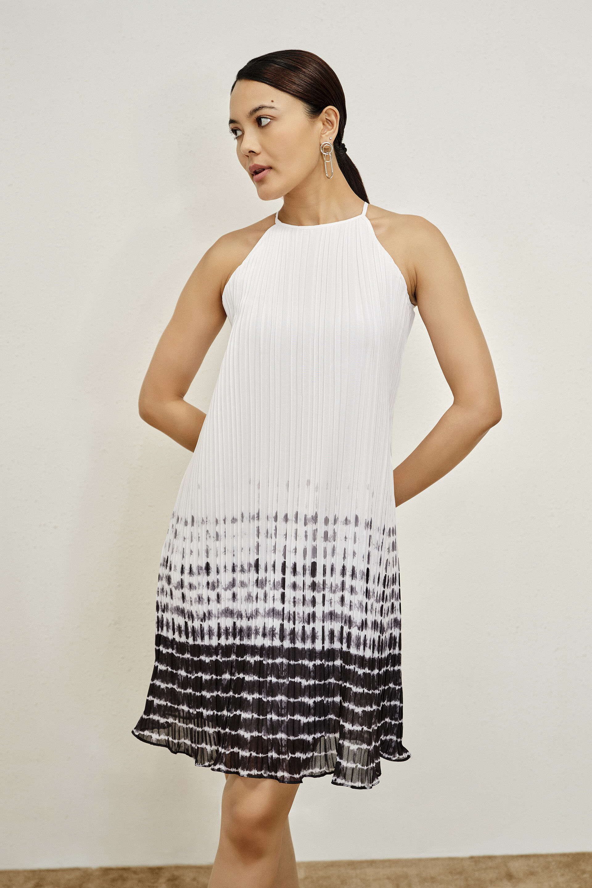 Nova White & Black Ombre Halter Dress